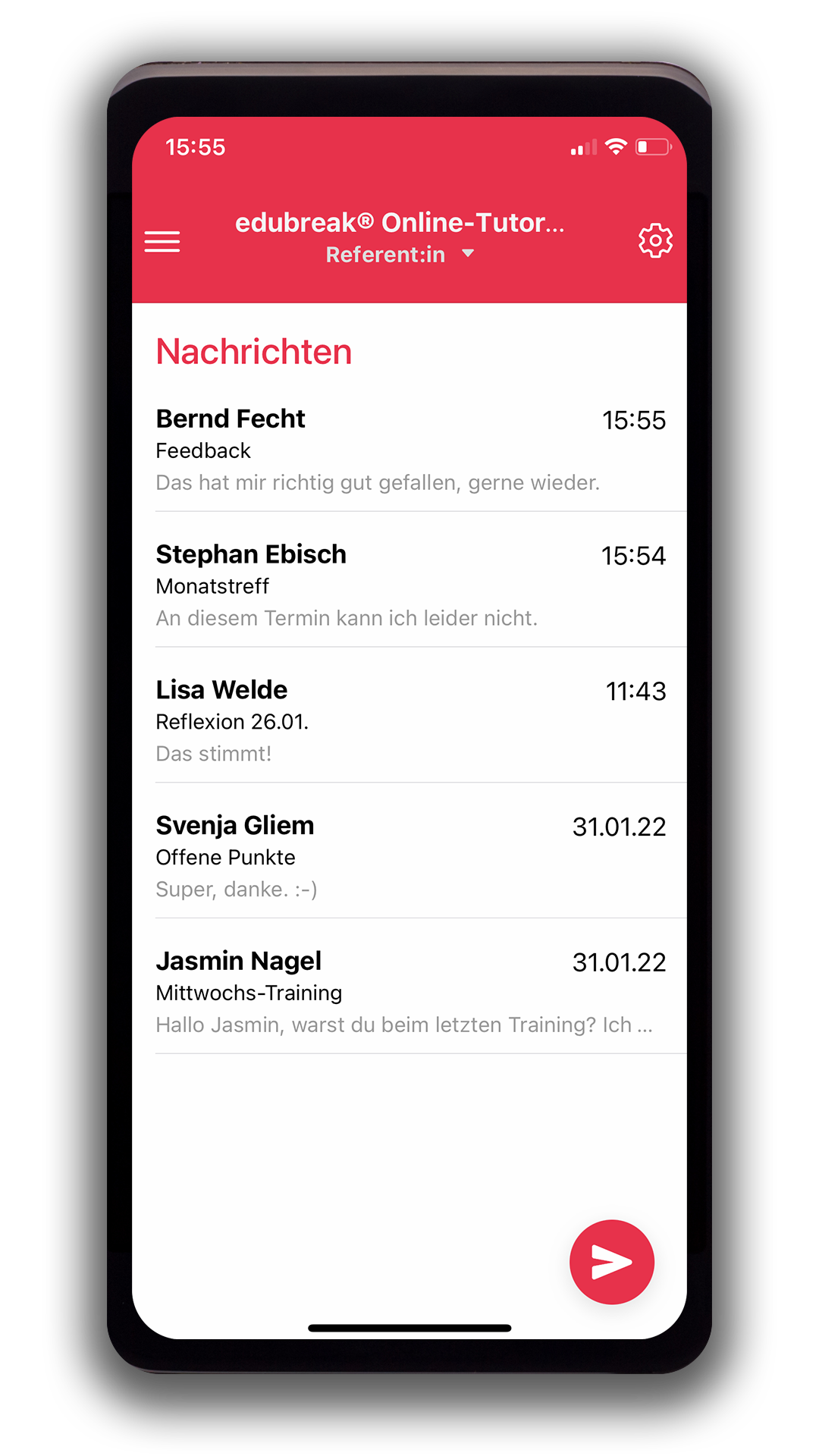 edubreak®APP Screen Nachrichten