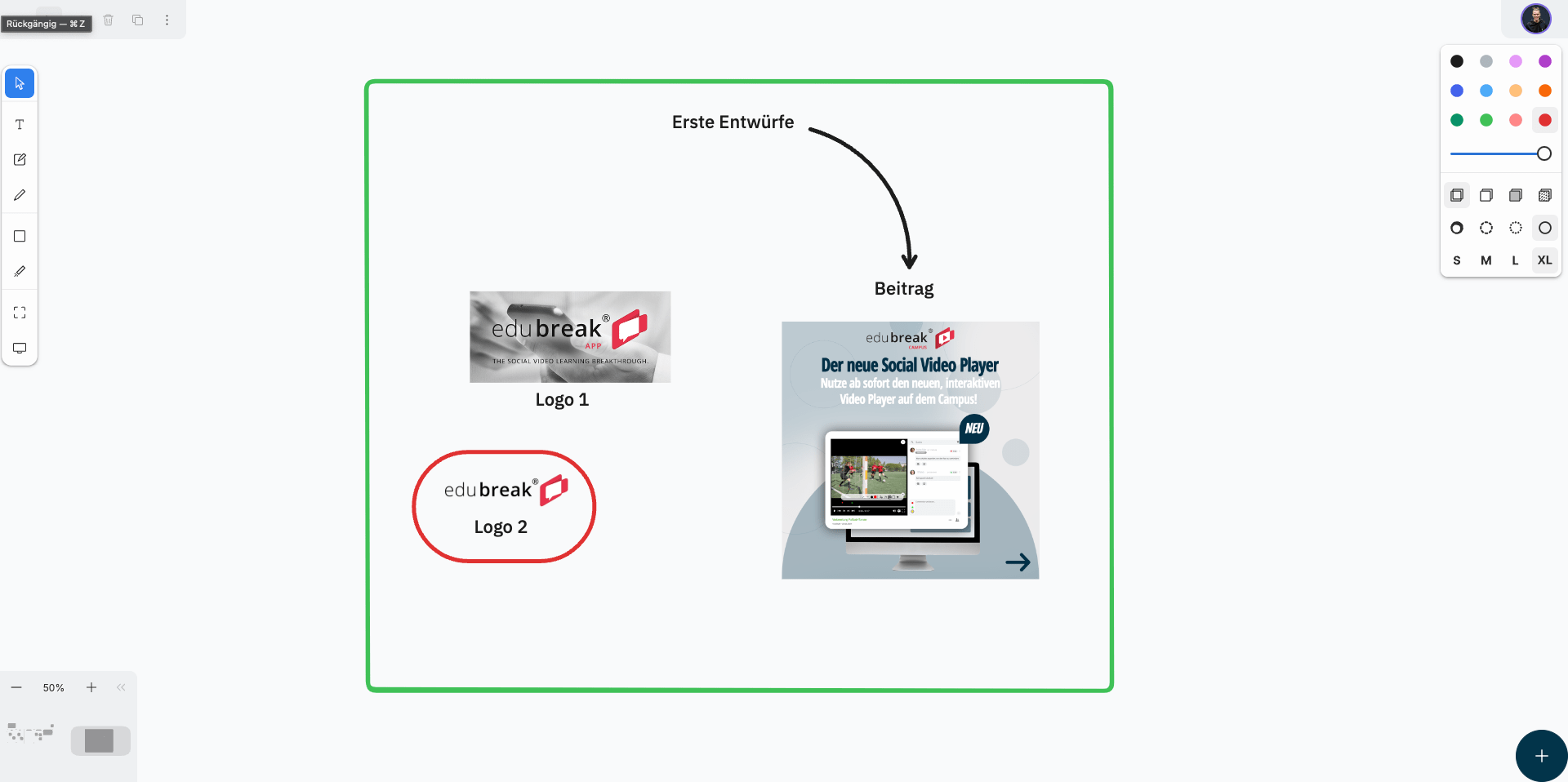 Social Video Board - Bilder und Text